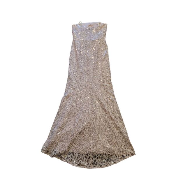 NWT BCBGMAXAZRIA Dress Women's 8 Nude Champagne Natasha Formal Sequin Long - Picture 2 of 7